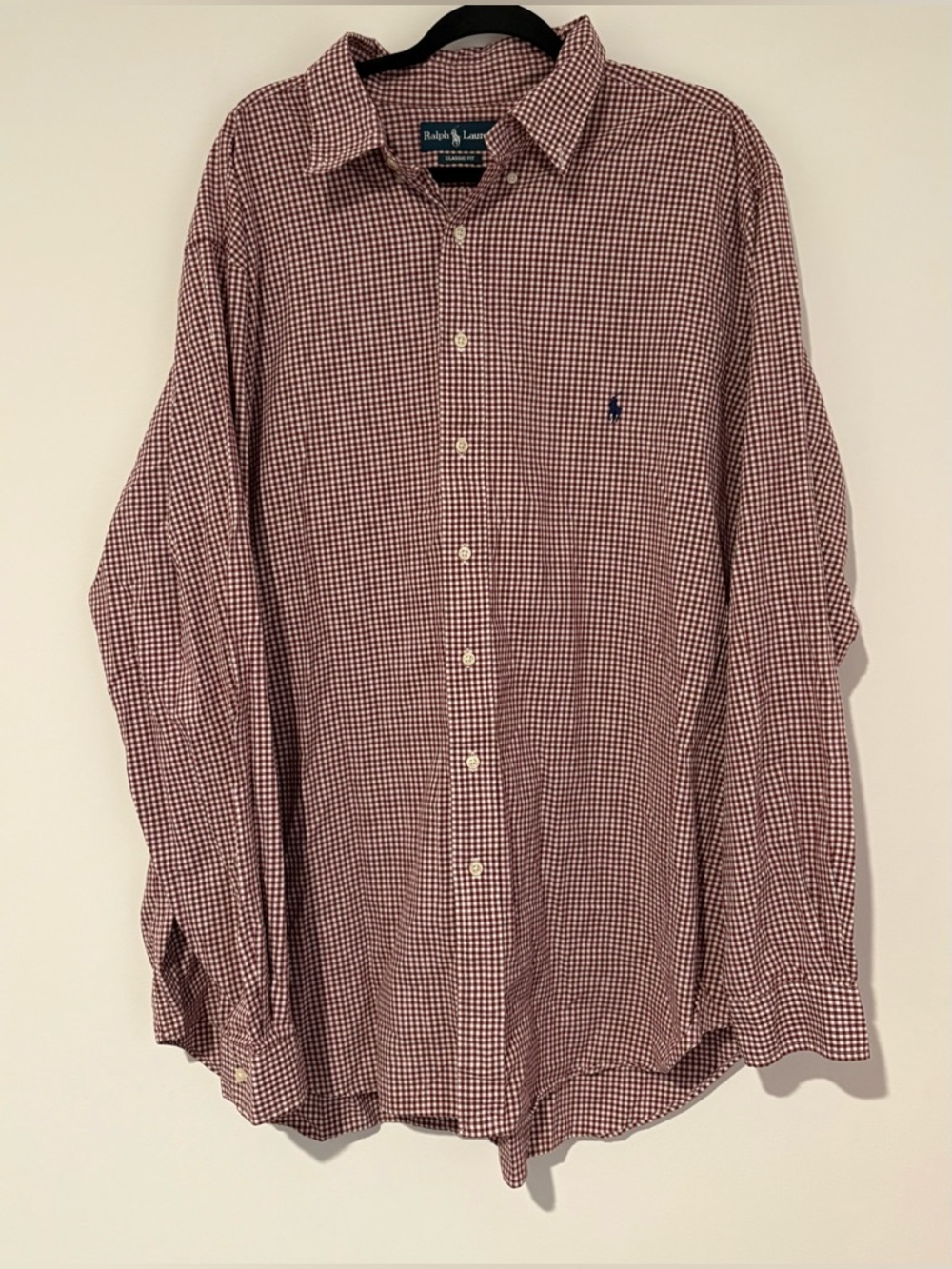 Ralph Lauren Men’s Red White Plaid Button Down Shirt Size 2XL Tall Classic Fit